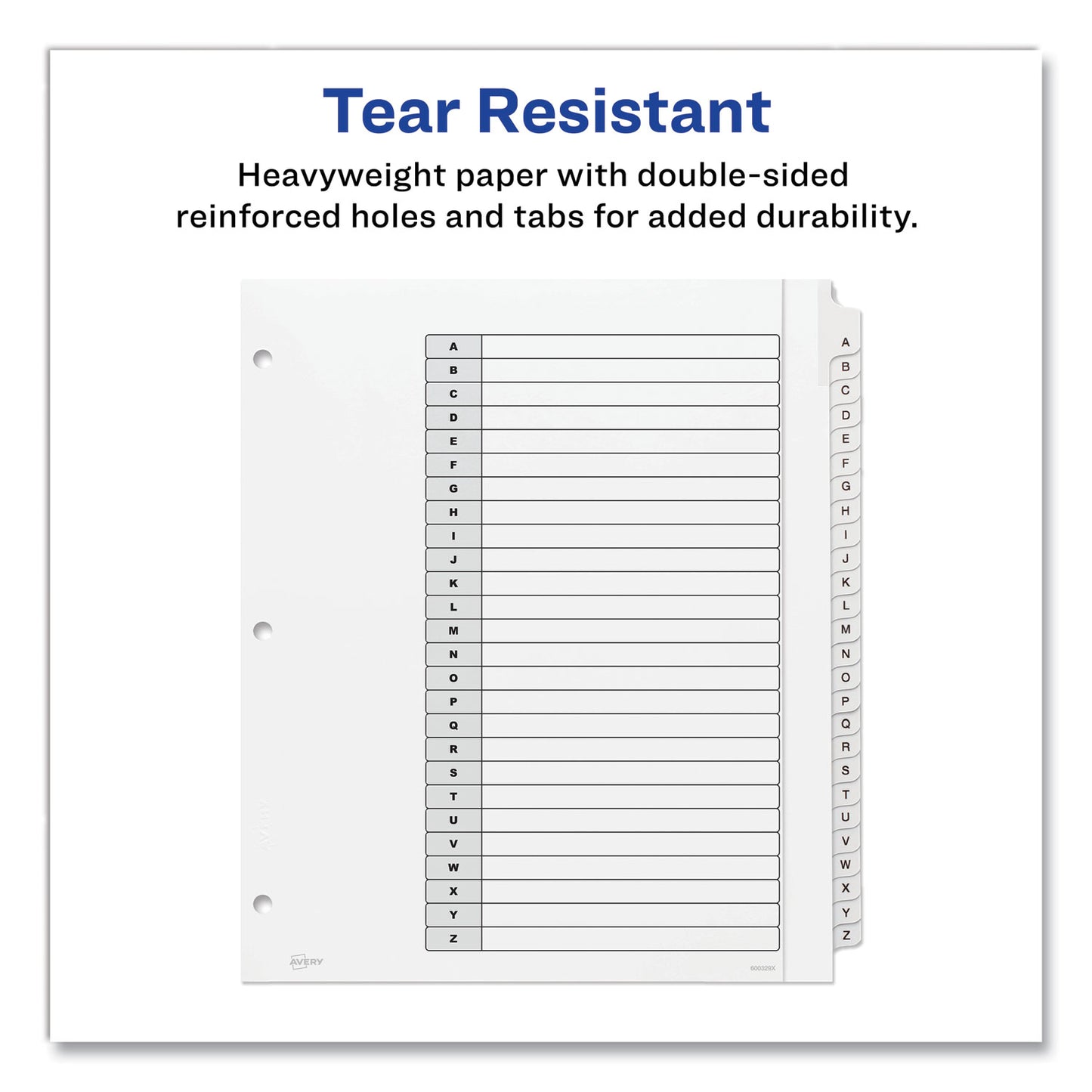 Avery Customizable TOC Ready Index Black and White Dividers, 26-Tab, A to Z, 11 x 9.25, 1 Set (11166)
