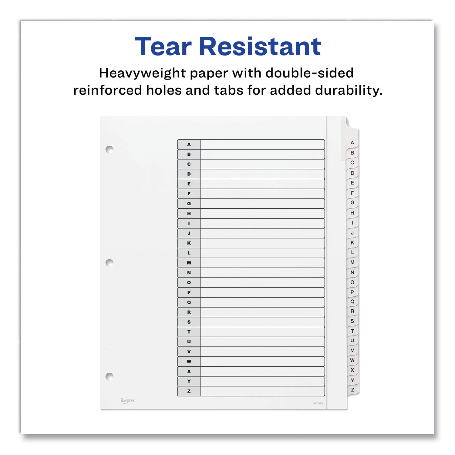 Avery Customizable TOC Ready Index Black and White Dividers, 26-Tab, A to Z, 11 x 9.25, 1 Set (11166)
