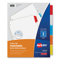 Avery Insertable Big Tab Dividers, 5-Tab, Single-Sided Copper Edge Reinforcing, 11.13 x 9.25, White, Assorted Tabs, 1 Set (11220)