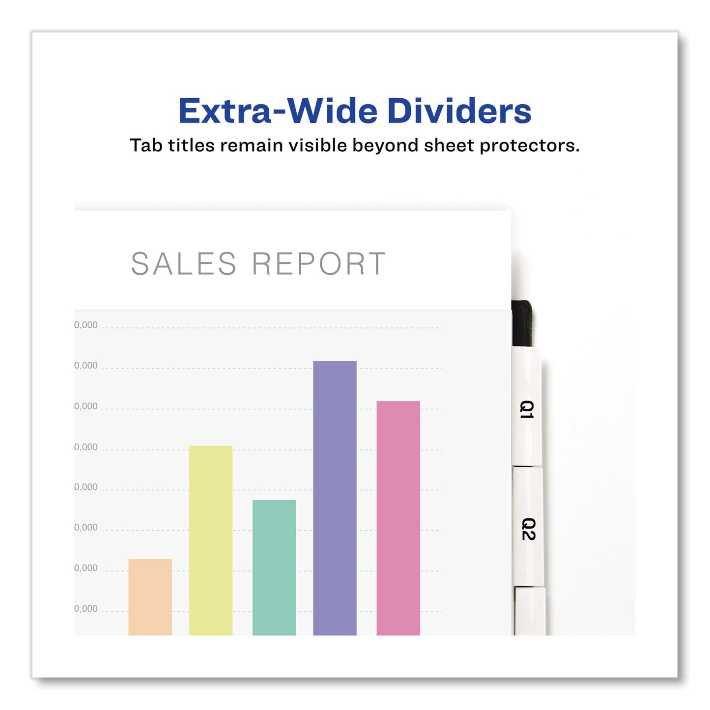 Avery Insertable Big Tab Dividers, 5-Tab, Single-Sided Copper Edge Reinforcing, 11.13 x 9.25, White, Clear Tabs, 1 Set (11221)