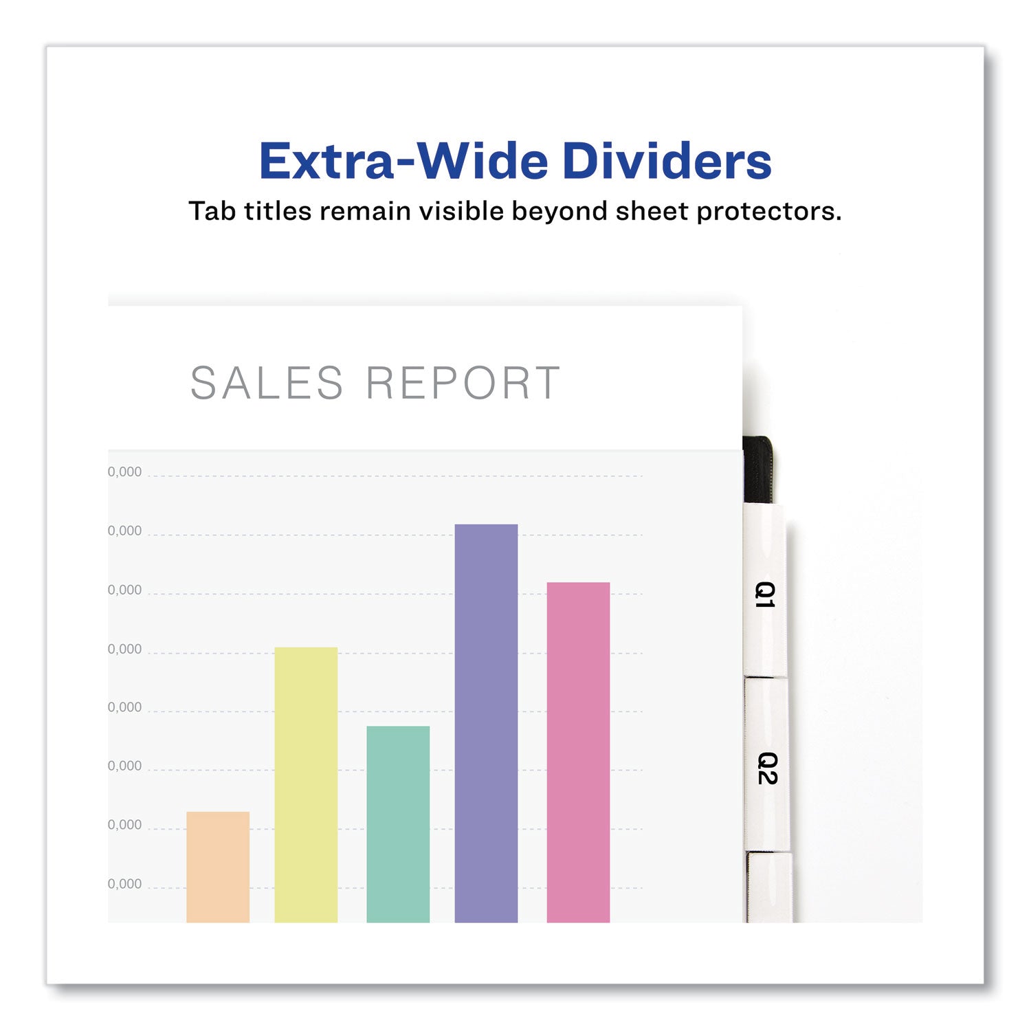 Avery Insertable Big Tab Dividers, 5-Tab, Single-Sided Copper Edge Reinforcing, 11.13 x 9.25, White, Clear Tabs, 1 Set (11221)