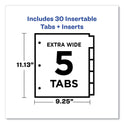 Avery Insertable Big Tab Dividers, 5-Tab, Single-Sided Copper Edge Reinforcing, 11.13 x 9.25, White, Clear Tabs, 1 Set (11221)