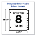 Avery Insertable Big Tab Dividers, 8-Tab, 11.13 x 9.25, White, Assorted Tabs, 1 Set (11222)