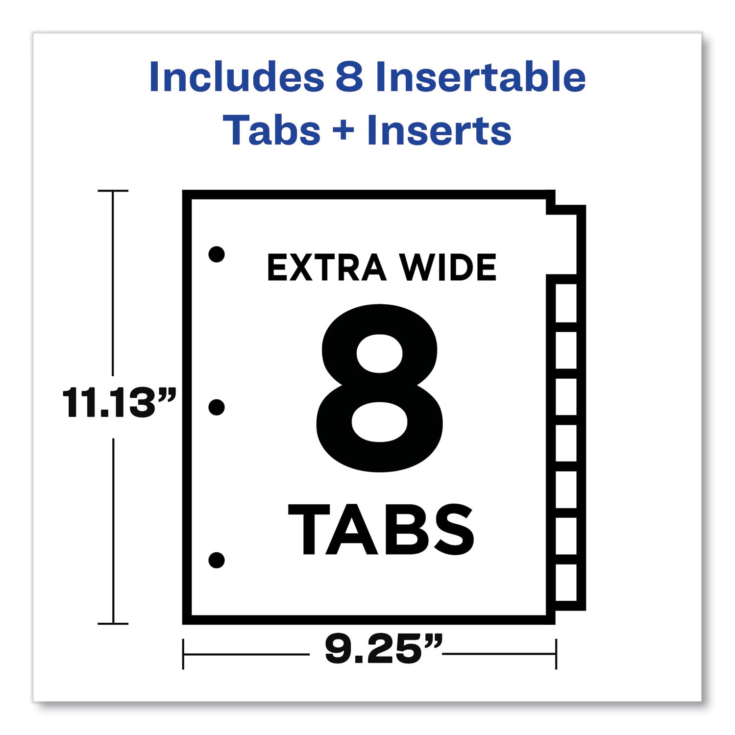 Avery Insertable Big Tab Dividers, 8-Tab, 11.13 x 9.25, White, Assorted Tabs, 1 Set (11222)