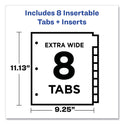 Avery Insertable Big Tab Dividers, 8-Tab, 11.13 x 9.25, White, Clear Tabs, 1 Set (11223)