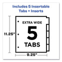 Avery Insertable Big Tab Plastic Three-Pocket Corner Lock Dividers, 5-Tab, 11.13 x 9.25, Assorted, 1 Set (11273)