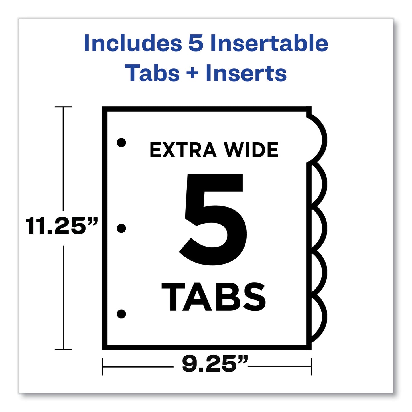 Avery Insertable Style Edge Tab Plastic 1-Pocket Dividers, 5-Tab, 11.25 x 9.25, Translucent, 1 Set (11292)