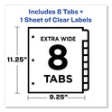 Avery Print and Apply Index Maker Clear Label Dividers, Extra Wide Tab, 8-Tab, 11.25 x 9.25, White, 1 Set (11439)