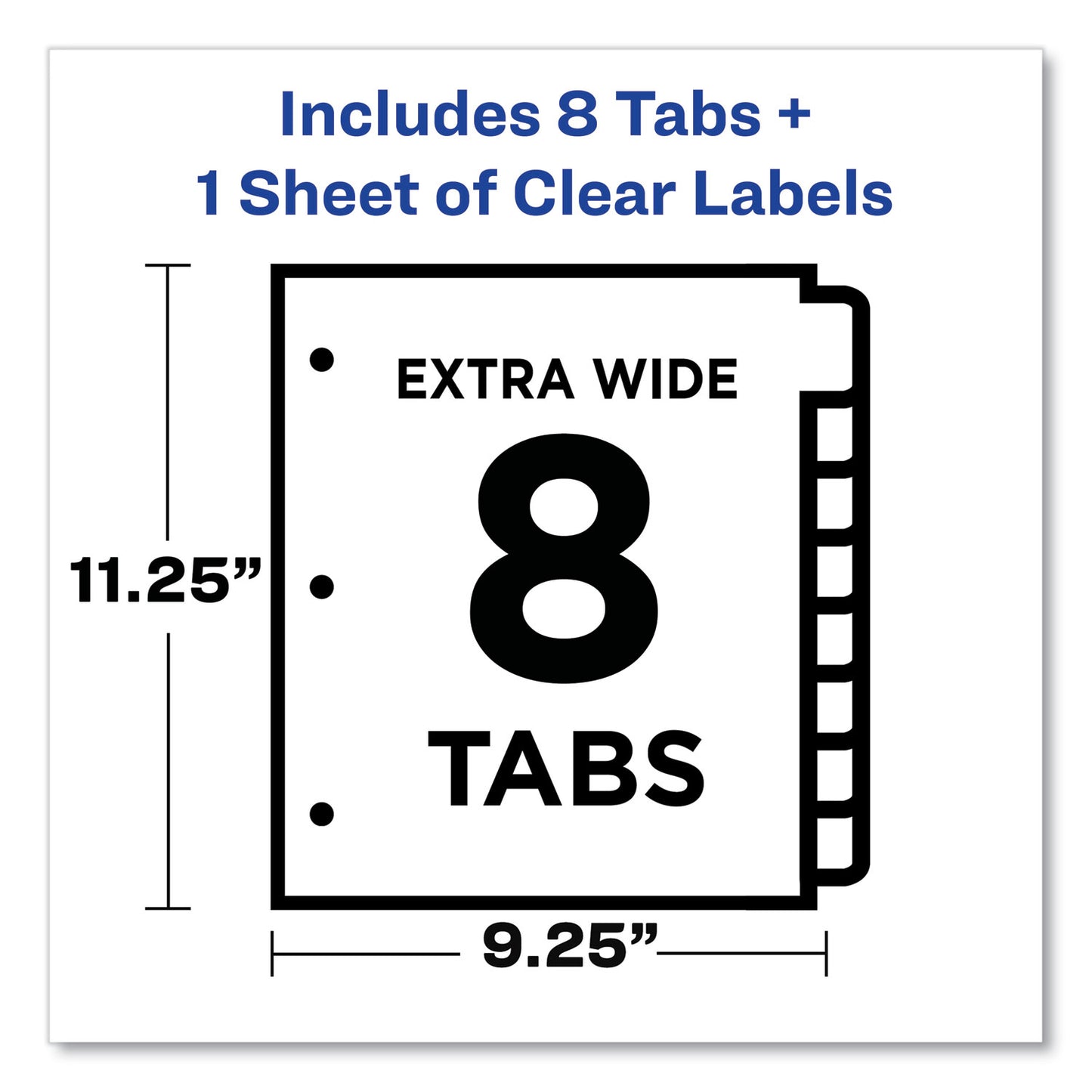 Avery Print and Apply Index Maker Clear Label Dividers, Extra Wide Tab, 8-Tab, 11.25 x 9.25, White, 1 Set (11439)