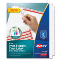 Avery Print and Apply Index Maker Clear Label Dividers, Extra Wide Tab, 8-Tab, 11.25 x 9.25, White, 1 Set (11439)