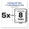 Avery Print and Apply Index Maker Clear Label Dividers, Extra Wide Tabs, 8-Tab, 11.25 x 9.25, White, 5 Sets (11441)