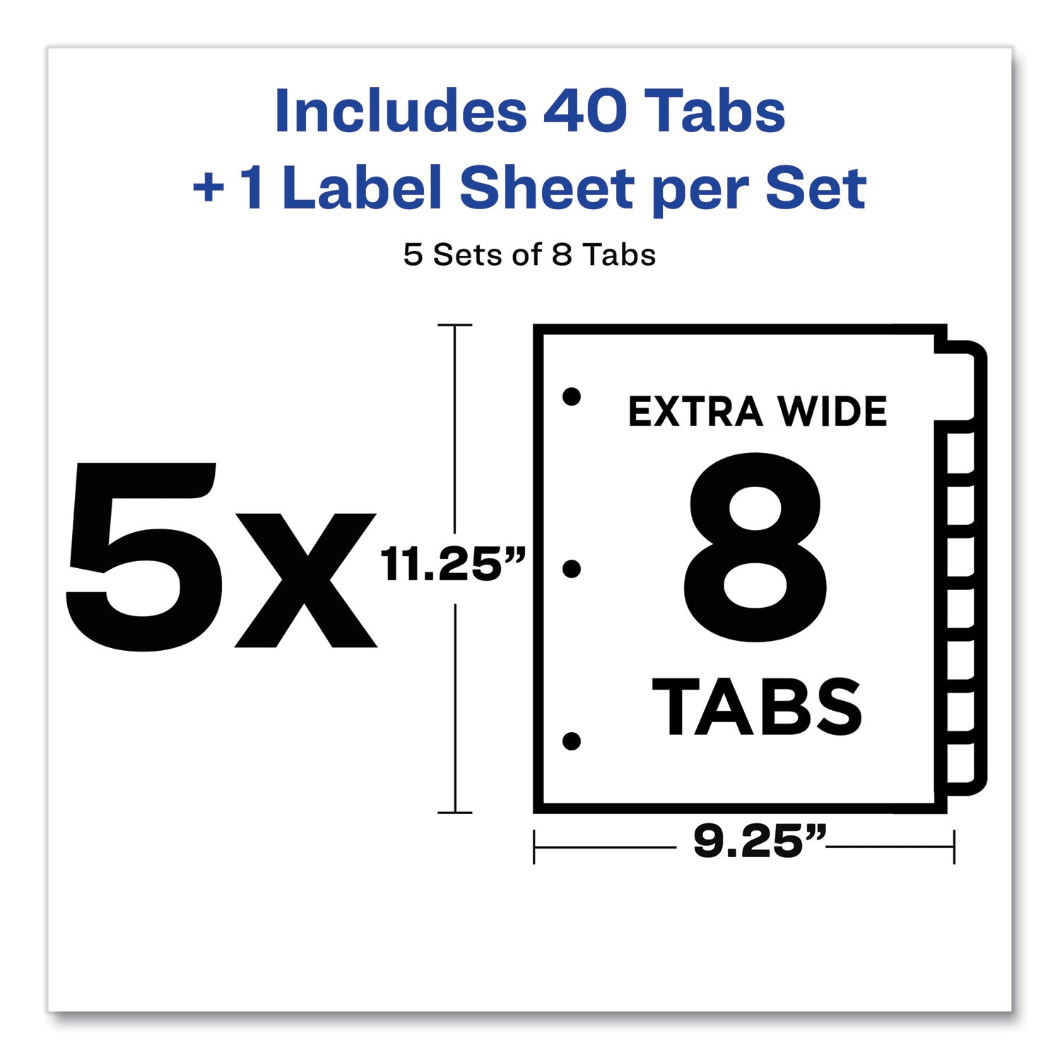 Avery Print and Apply Index Maker Clear Label Dividers, Extra Wide Tabs, 8-Tab, 11.25 x 9.25, White, 5 Sets (11441)