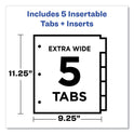 Avery Insertable Big Tab Plastic 1-Pocket Dividers, 5-Tab, 11.13 x 9.25, Assorted, 1 Set (11902)