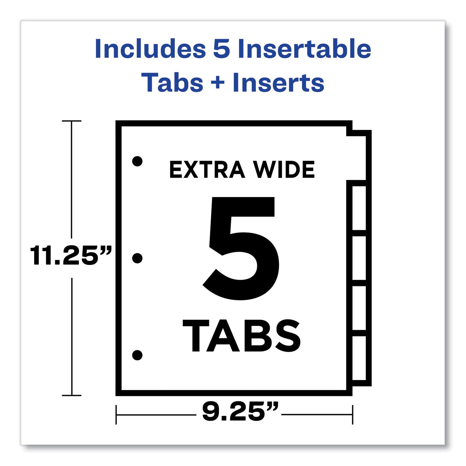 Avery Insertable Big Tab Plastic 1-Pocket Dividers, 5-Tab, 11.13 x 9.25, Assorted, 1 Set (11902)