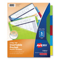 Avery Insertable Big Tab Plastic 1-Pocket Dividers, 5-Tab, 11.13 x 9.25, Assorted, 1 Set (11902)