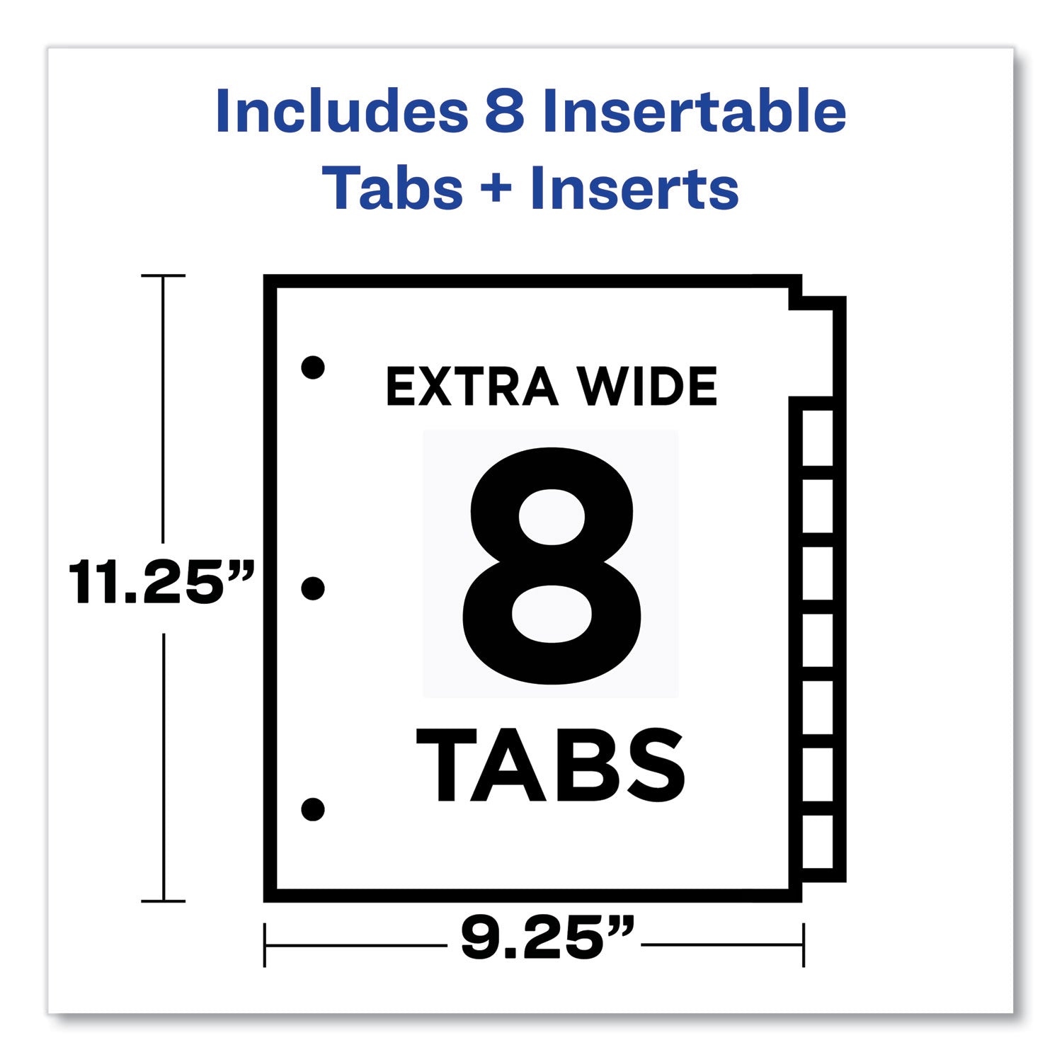 Avery Insertable Big Tab Plastic 1-Pocket Dividers, 8-Tab, 11.13 x 9.25, Assorted, 1 Set (11903)