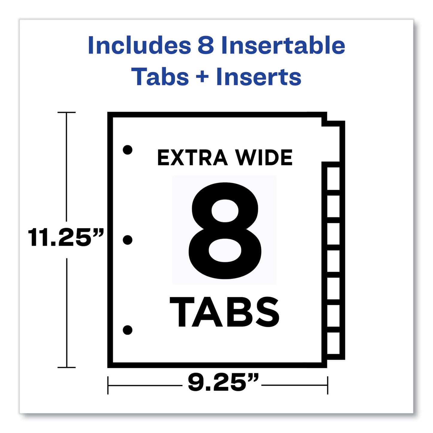 Avery Insertable Big Tab Plastic 2-Pocket Dividers, 8-Tab, 11.13 x 9.25, Assorted, 1 Set (11907)