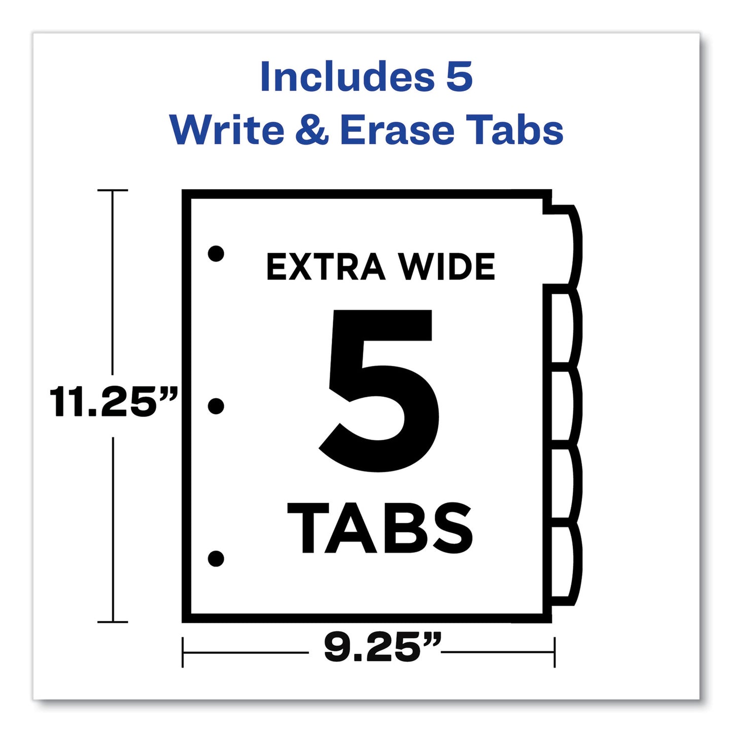 Avery Write and Erase Durable Plastic Dividers with Slash Pocket, 3-Hold Punched, 5-Tab, 11.13 x 9.25, Assorted, 1 Set (16176)