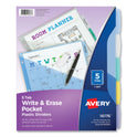 Avery Write and Erase Durable Plastic Dividers with Slash Pocket, 3-Hold Punched, 5-Tab, 11.13 x 9.25, Assorted, 1 Set (16176)