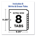Avery Write and Erase Durable Plastic Dividers with Slash Pocket, 3-Hold Punched, 8-Tab, 11.13 x 9.25, Assorted, 1 Set (16177)