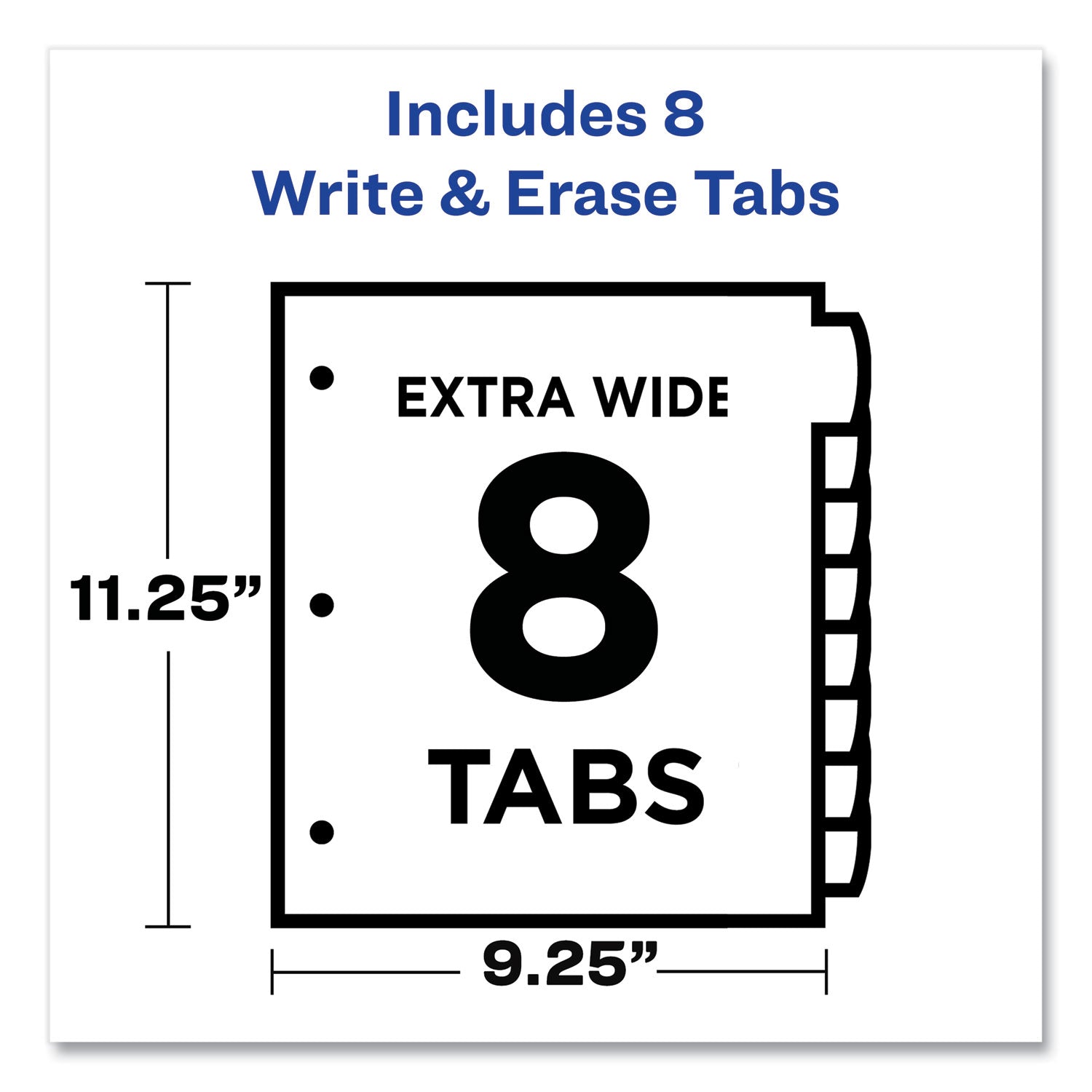 Avery Write and Erase Durable Plastic Dividers with Slash Pocket, 3-Hold Punched, 8-Tab, 11.13 x 9.25, Assorted, 1 Set (16177)