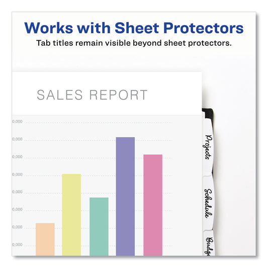 Avery Write and Erase Durable Plastic Dividers with Straight Pocket, 5-Tab, 11.13 x 9.25, White, 1 Set (16825)