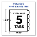 Avery Write and Erase Durable Plastic Dividers with Straight Pocket, 5-Tab, 11.13 x 9.25, White, 1 Set (16825)