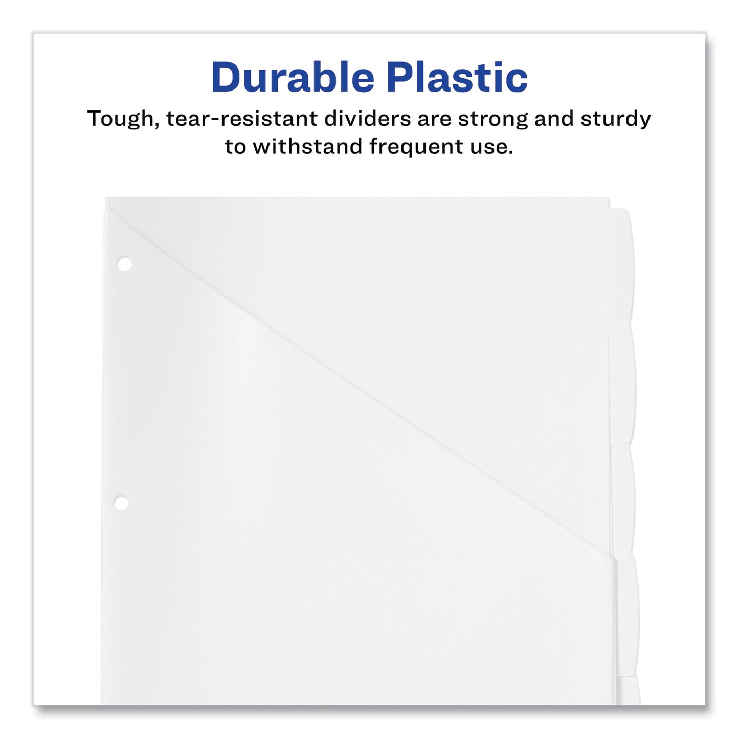 Avery Write and Erase Durable Plastic Dividers with Straight Pocket, 5-Tab, 11.13 x 9.25, White, 1 Set (16825)