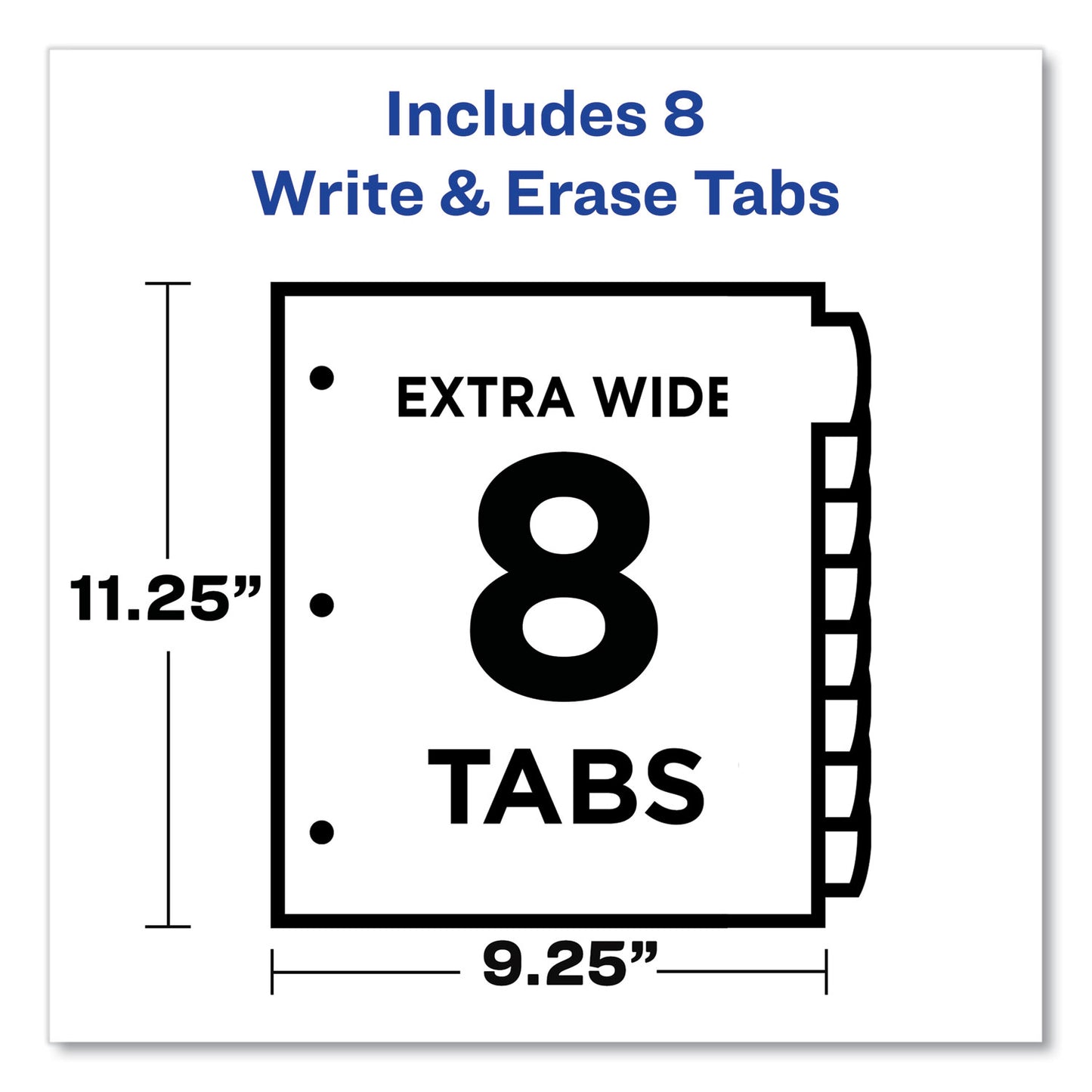 Avery Write and Erase Durable Plastic Dividers with Straight Pocket, 8-Tab, 11.13 x 9.25, White, 1 Set (16826)