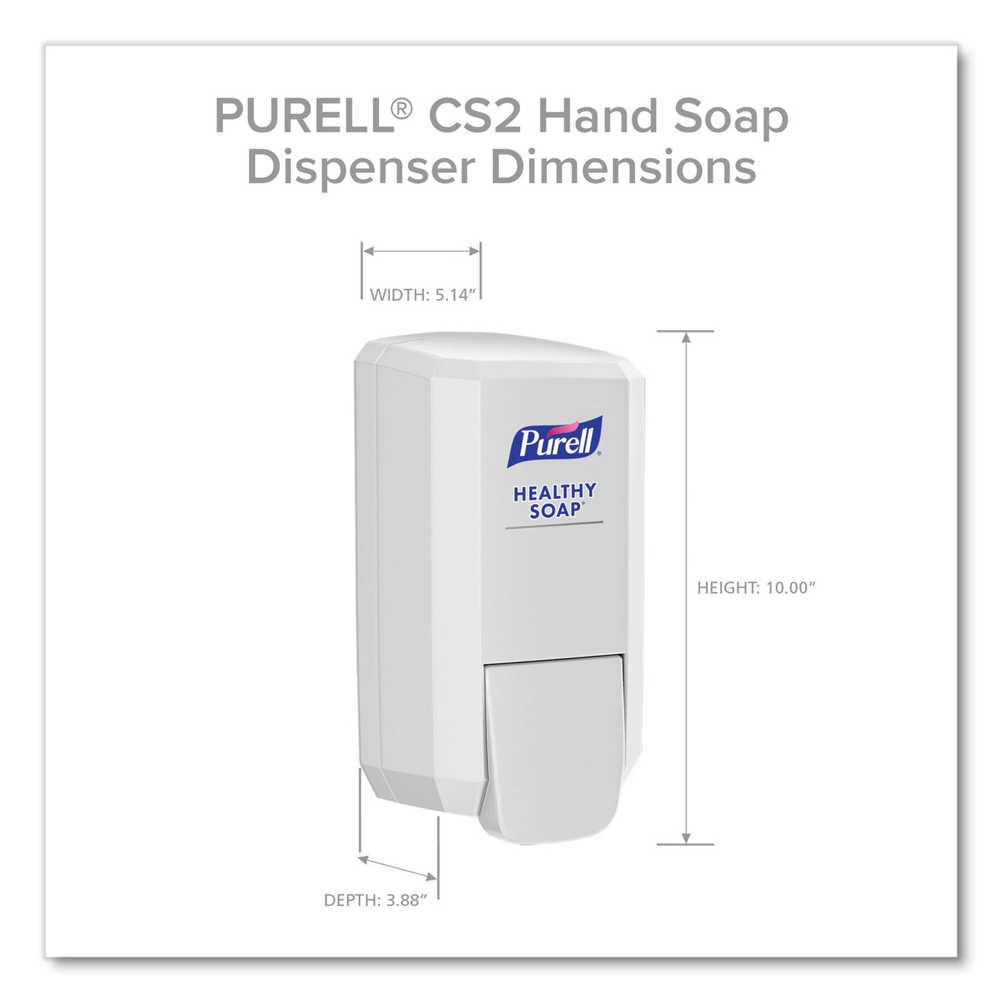 PURELL CS2 Healthy Soap Dispenser, 1,000 mL, 5.14" x 3.88" x 10", White, 6/Carton (413106CT)