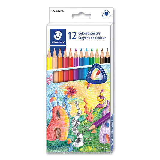 Staedtler Colored Pencils, 3 mm, Assorted Lead/Barrel Colors,12/Pack (177C12A6)