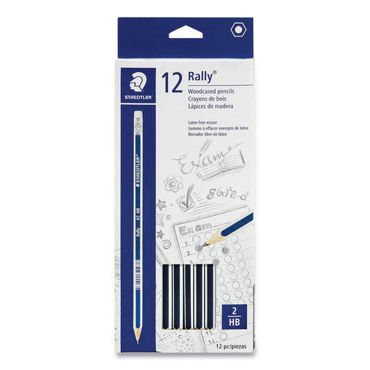 Staedtler Woodcase Pencil, HB #2, Black Lead, Blue/White Barrel, 12/Pack (13218HBC12)