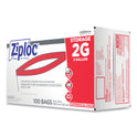 Ziploc Double Zipper Storage Bags, 2 Gallon, 15" x 13", Clear, 100/Carton (682253)