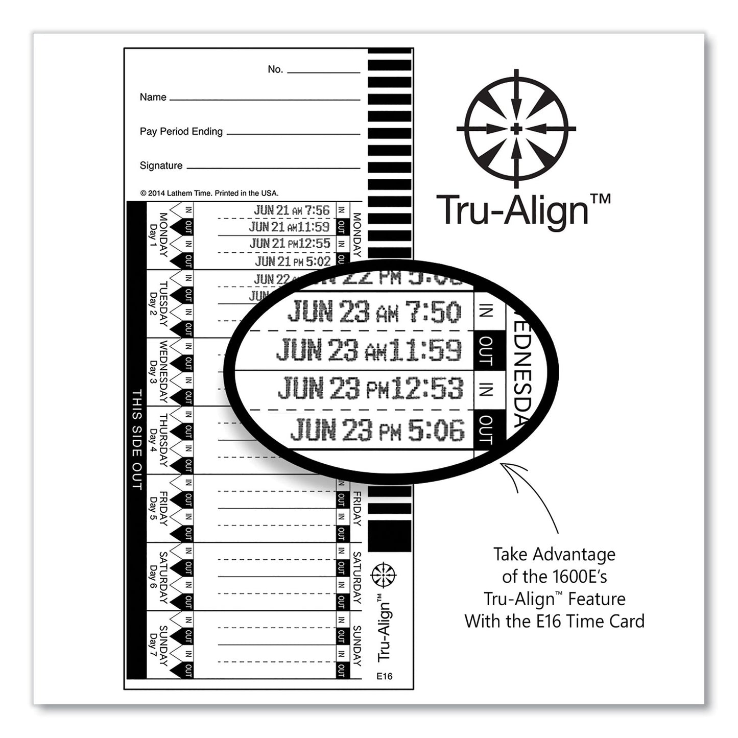 Lathem 1600E Tru-Align Time Clock and Stamp, Digital Display, Dark Gray