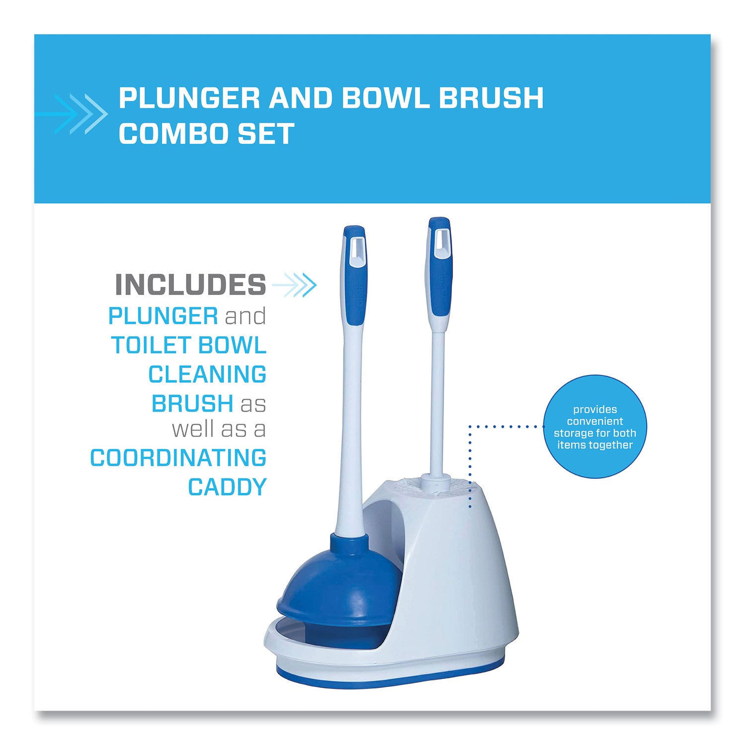 Mr. Clean Turbo Plunger and Bowl Brush Set, 12.5" Plastic Handle, 6" dia, White (440436)