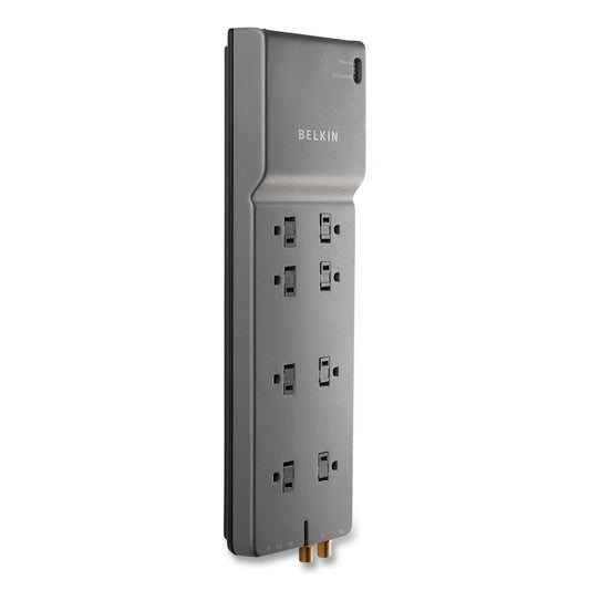 Belkin Home/Office Surge Protector, 8 AC Outlets, 12 ft Cord, 3,390 J, Dark Gray (BE10823012)