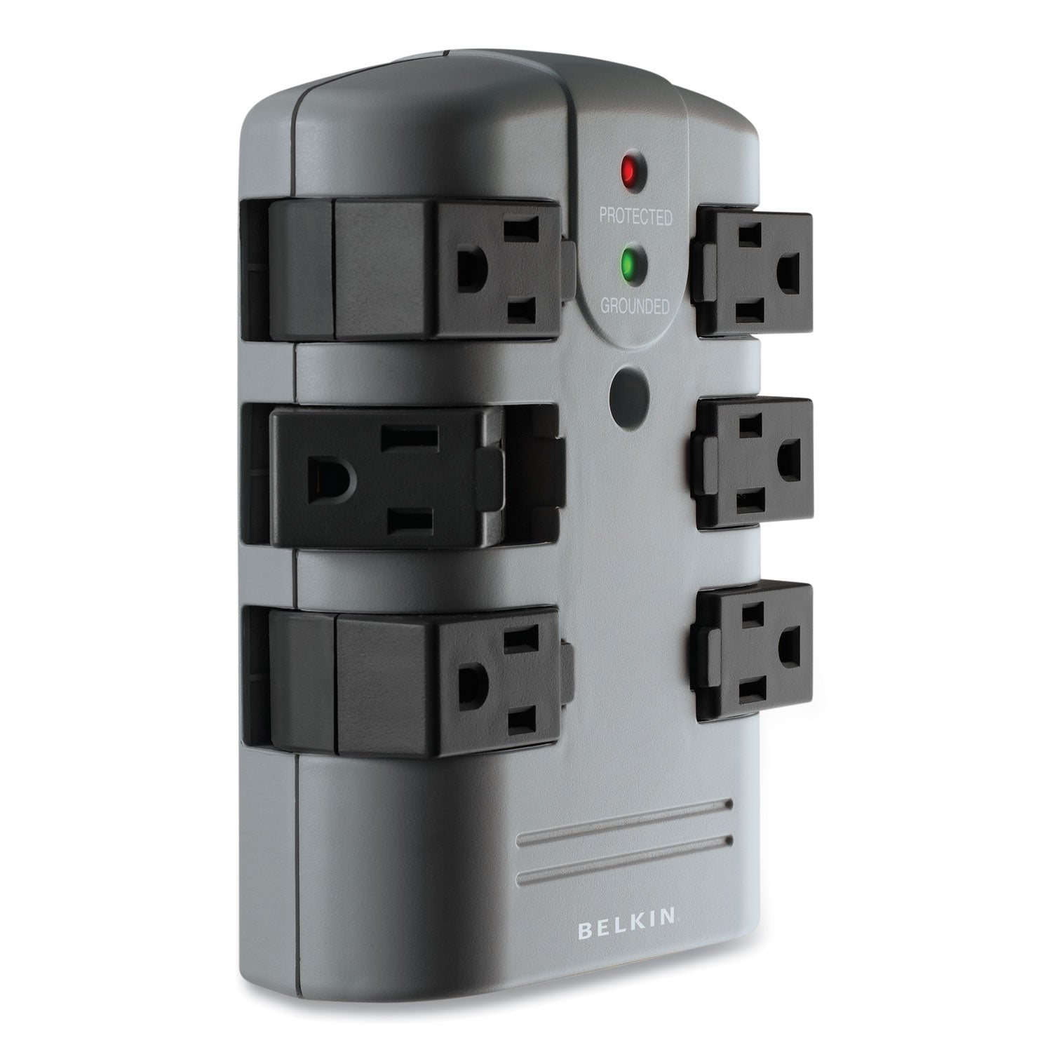 Belkin Pivot Plug Surge Protector, 6 AC Outlets, 1,080 J, Gray (BP106000)