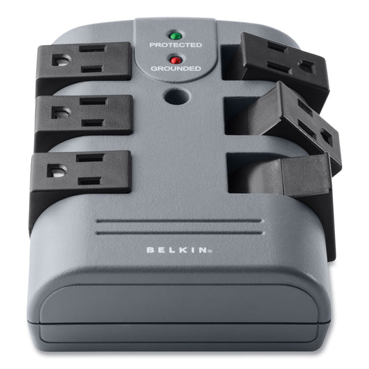 Belkin Pivot Plug Surge Protector, 6 AC Outlets, 1,080 J, Gray (BP106000)