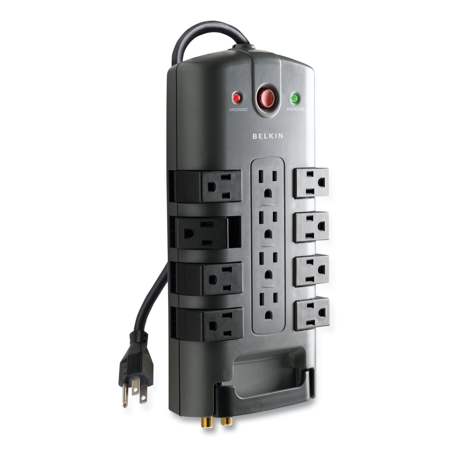 Belkin Pivot Plug Surge Protector, 12 AC Outlets, 8 ft Cord, 4,320 J, Gray (BP11223008)