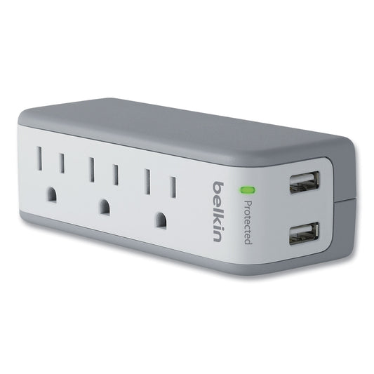 Belkin SurgePlus USB Swivel Charger, 3 AC Outlets/2 USB Ports, 918 J, White (BST300BG)