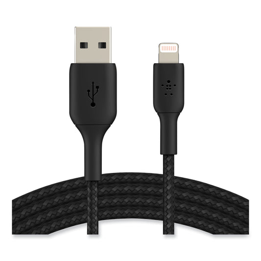 Belkin BOOST CHARGE Braided Apple Lightning to USB-A ChargeSync Cable, 6.6 ft, Black (CAA002BT2MBK)