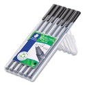 Staedtler Triplus Fineliner Marker Pen, Stick, Fine 0.3 mm, Black Ink, Clear Barrel, 6/Pack (3349SB6RA610)