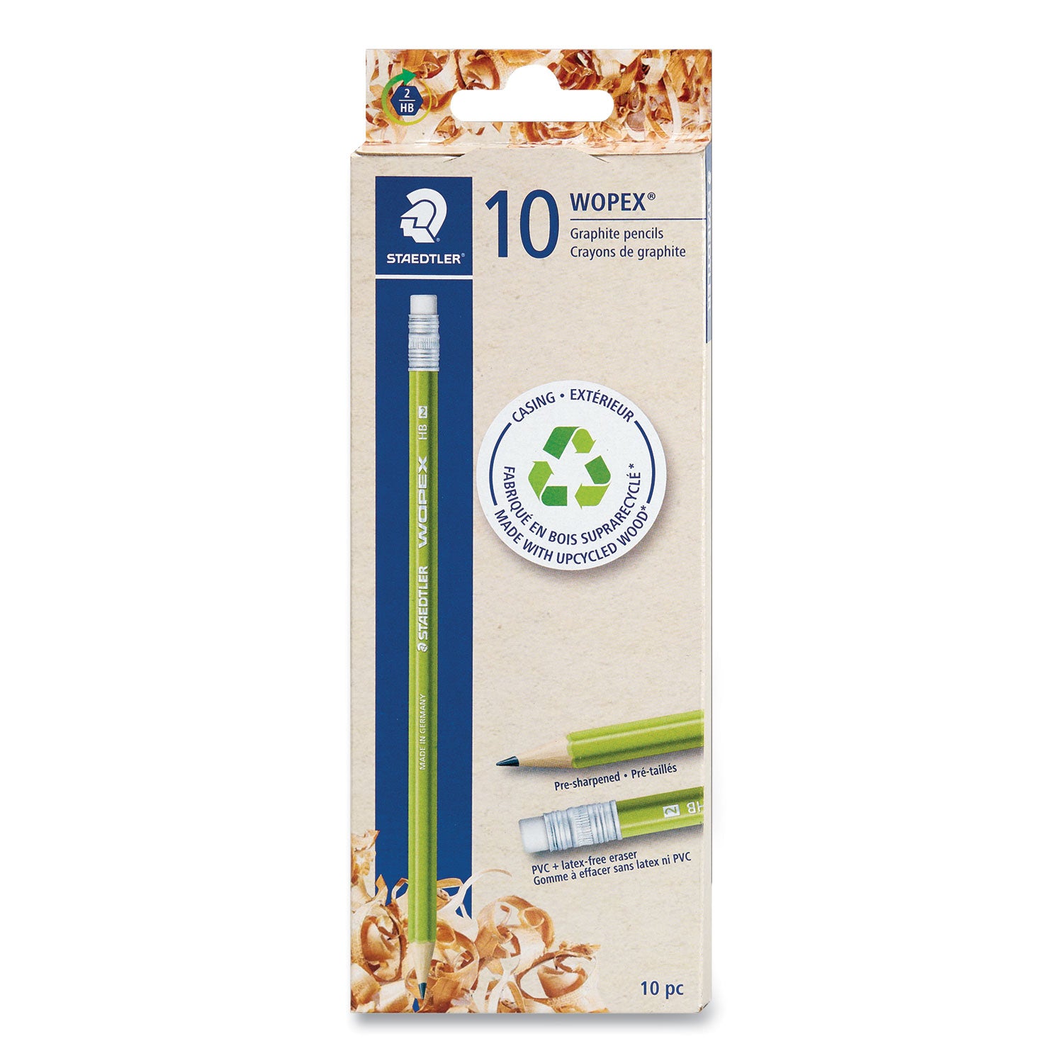 Staedtler Wopex Extruded Pencil, HB (#2), Black Lead, Green Barrel, 10/Pack (182C10A6)