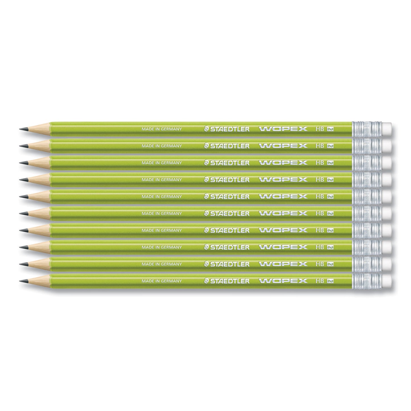 Staedtler Wopex Extruded Pencil, HB (#2), Black Lead, Green Barrel, 10/Pack (182C10A6)