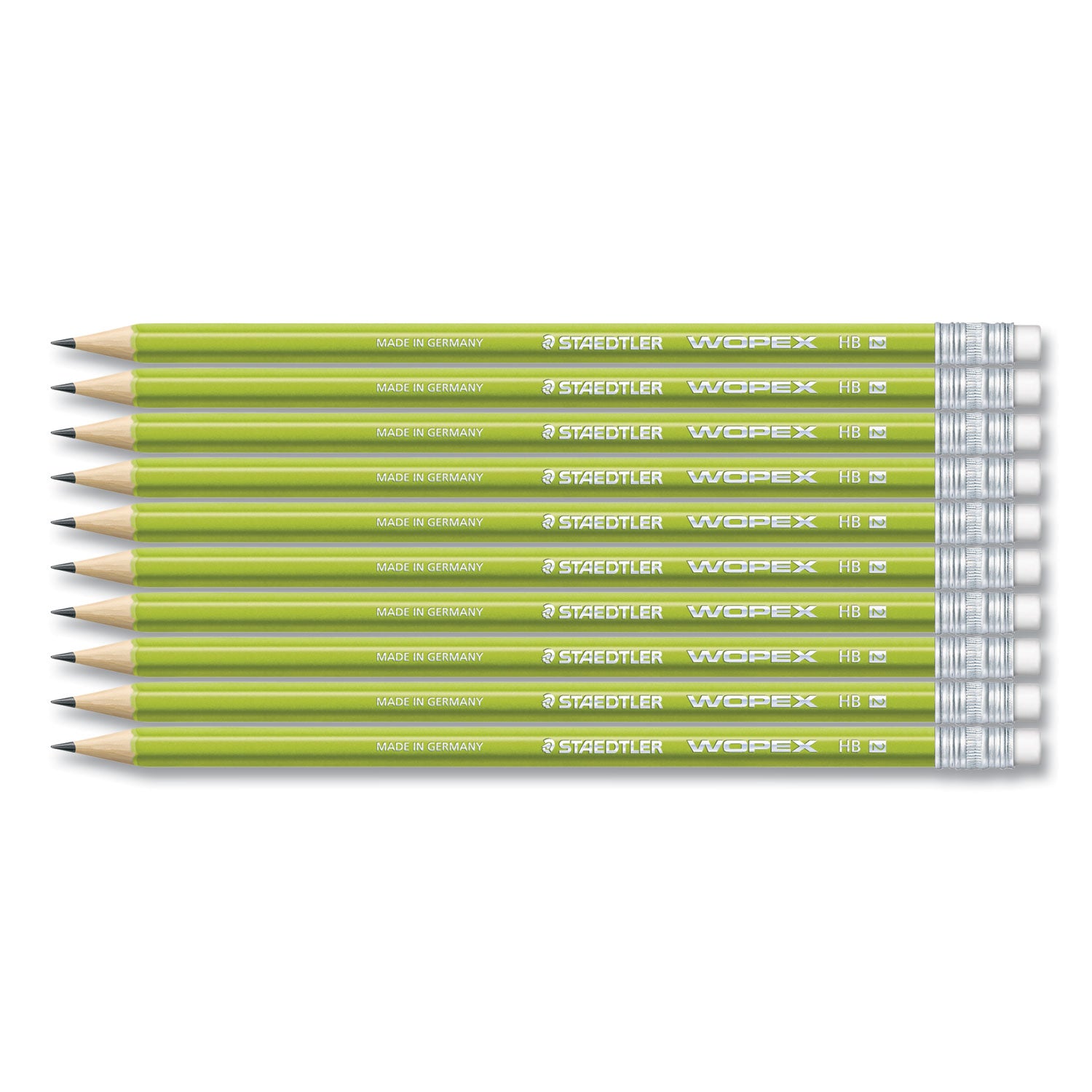 Staedtler Wopex Extruded Pencil, HB (#2), Black Lead, Green Barrel, 10/Pack (182C10A6)