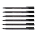 Staedtler Triplus Fineliner Marker Pen, Stick, Fine 0.3 mm, Black Ink, Clear Barrel, 6/Pack (3349SB6RA610)