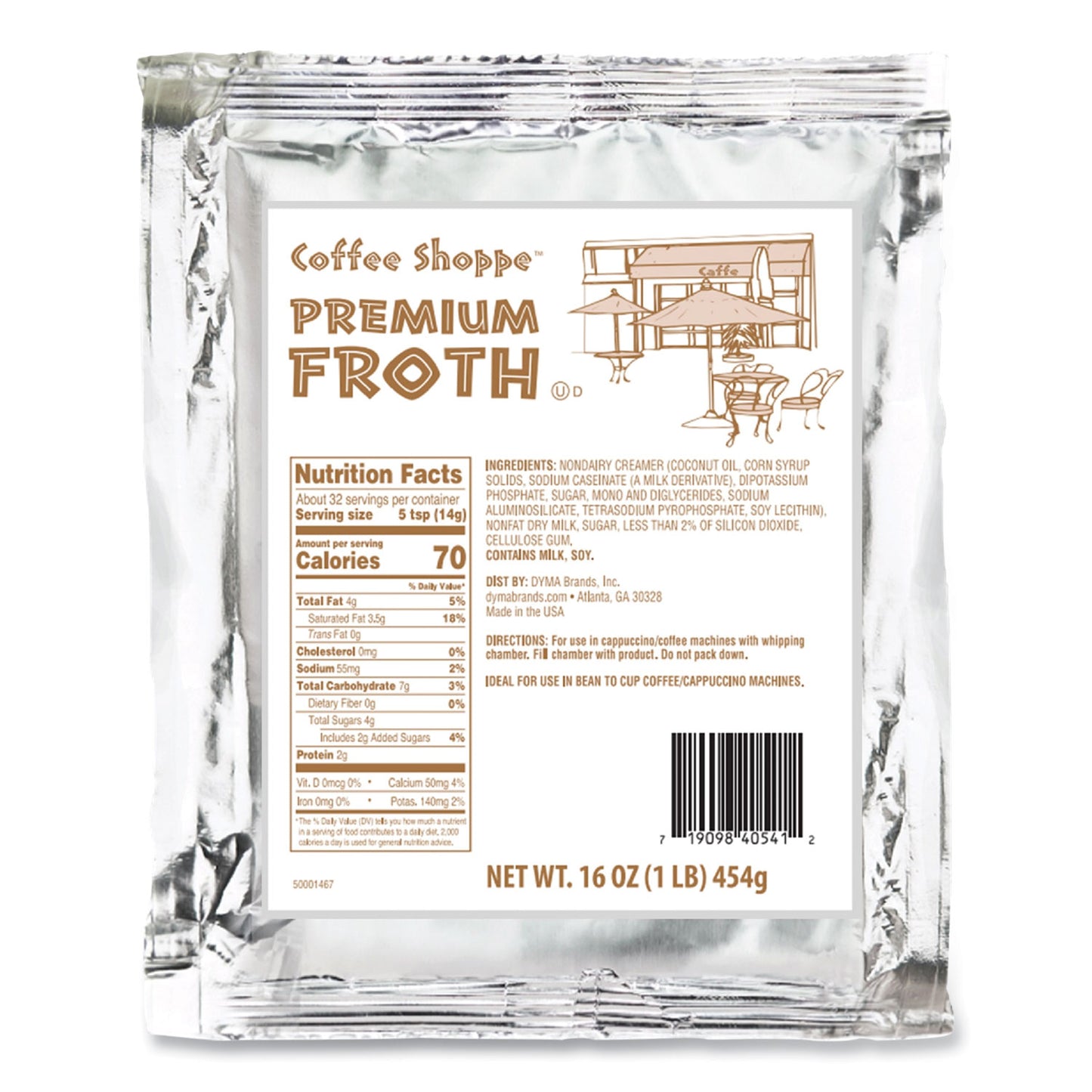 Coffee Shoppe Premium Froth Topping, 1 lb Bag, 12/Carton (40541)