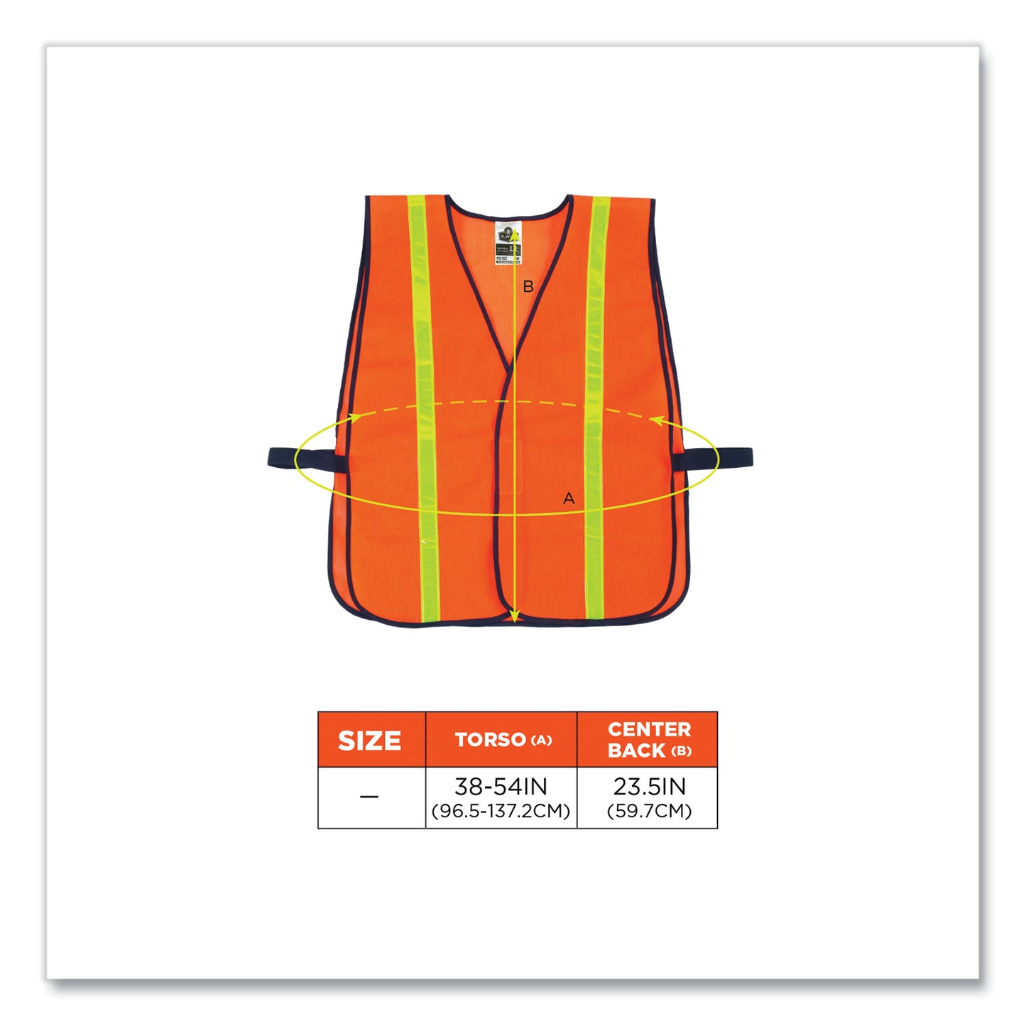 ergodyne 8040HL Non-Certified Hi-Gloss Vest, Polyester, One Size Fits Most, Orange (20070)