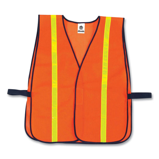 ergodyne 8040HL Non-Certified Hi-Gloss Vest, Polyester, One Size Fits Most, Orange (20070)