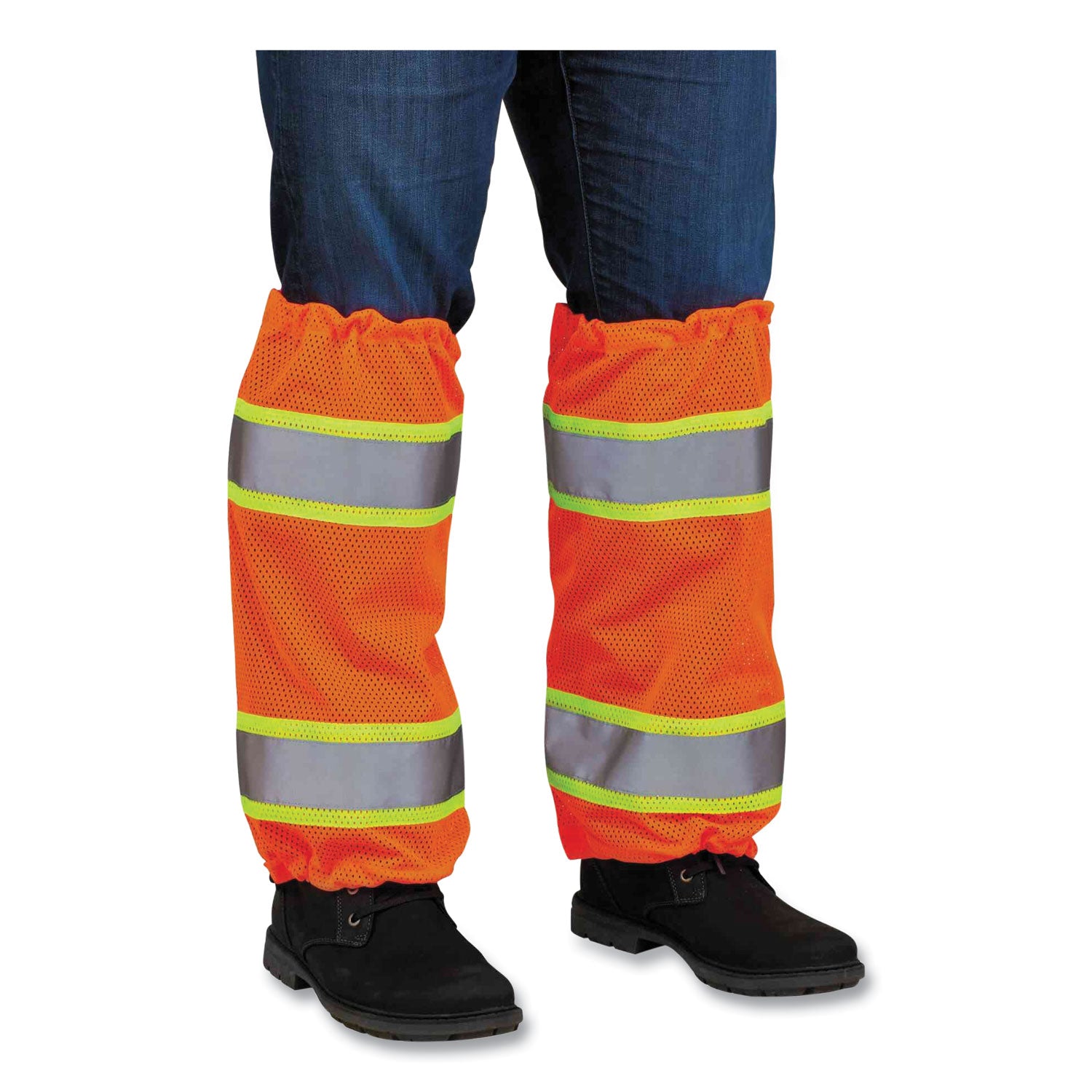 ergodyne GloWear 8009 Class E Two-Tone Mesh Leg Gaiters, One Size Fits Most, Orange (29091)